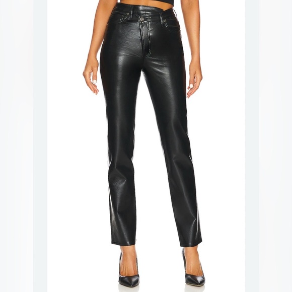 AGOLDE Recycle Leather Straight Leg Pants Size 28 Cross Waist
